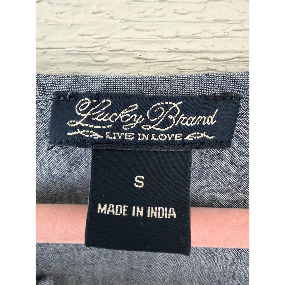 Lucky Brand Embroidered Tie Front Boho Top Gray Size Small - Picture 4 of 7